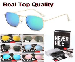 Top quality Hexagonal Brand Sunglasses Men Women Vintage Hexagon frame uv400 glass Lens with original box packages accessories 3713671