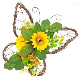 Decorative Flowers Mother Day Wreath For Door Garden Holiday Wedding Party Decorations Leaf Sunflowers Artificial Spring