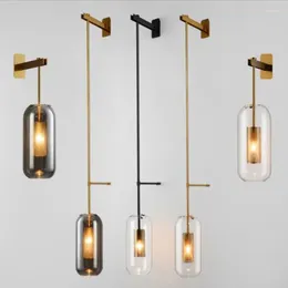 Wall Lamp Post-modern Glass Lights Gold Sconces For Bathroom Bedroom Mirror Light Fixtures Nordic Home Lighting Decor E14