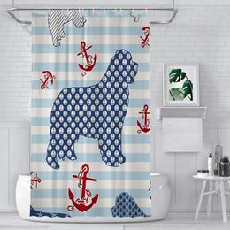 Shower Curtains Nautical Fie Pattern Anchor Waterproof Fabric Creative Bathroom Decor With Hooks Home Accessories