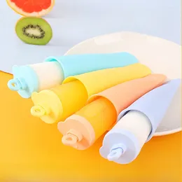 Baking Moulds Household Creative Popsicle Ice Cream Mold With Lid For Children Multi-color Food Grade Silicone