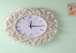 Boho Decor Creative Woven Frame Wall Clock DIY Simple Design Hanging Watch For Home Decorations Drop Clocks5236097