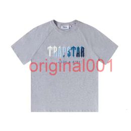 Mens designer T-Shirts Tracksuits Stock Trapstar T-shirt Embroidery Flocking Letter Trapstar luxury rainbow Colour Men Women sports suit short sleeved shorts set qi