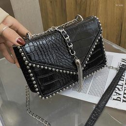 Bag Stone Pattern Leather Tassel Crossbody For Women 2024 Fashion Sac A Main Female Shoulder Handbags And Purses