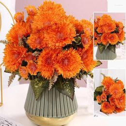 Decorative Flowers 1 Bunch Artificial Flower Silk Sunflower Simulation Plants Wedding Bridal Bouquet Home Party Table Decor Fake