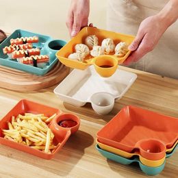 Plates Chips And Dip Plastic Serving Platter Dumpling Plate With Dipping Saucer Divided Snack Dishes For Appetiser