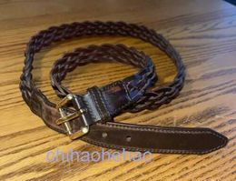 Designer Barbaroy belt fashion buckle genuine leather Mens Vintage Braided Brown Leather Belt 44 110 cm