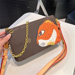 Woman Animal Shoulder Bags luxury handbag crossbody designer bag Print chain purse Cross Body Leather 10A 2024