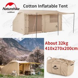 Tents and Shelters Naturehike Air 12Y New Upgrade 2-4 Cotton Inflatable Camping Tent Travel Portable Large Space Luxury Easy to BuildQ240511
