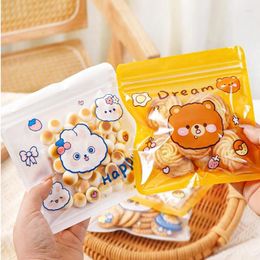 Gift Wrap 50pcs Cartoon Animal Printing Zipper Bags For Cookies Biscuit Candy Packaging Pouch Birthday Party