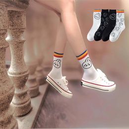 Women Socks Spring Summer Cartoon Cute Kawaii White Black Fashion Japanese Korean Style Harajuku Cotton