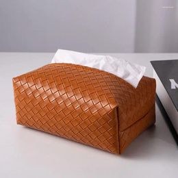 Storage Bags Woven Leather Tissue Box Car Table Paper Bedroom Dining Room Napkin Holder Case