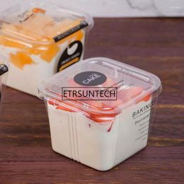 Gift Wrap Clear Cake Box Transparent Square Mousse Plastic Cupcake Boxes With Lid Yoghourt Pudding Wedding Party Supplies 300sets