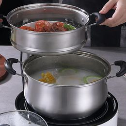 Double Boilers The Tools Stainless Steel Soup Pot Reusable Steamer Household Food Steaming Kitchen Pan