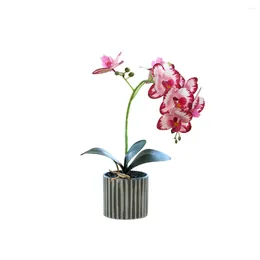 Decorative Flowers Artificial Orchid Bonsai Potted Phalaenopsis Home Realistic Fake Purple