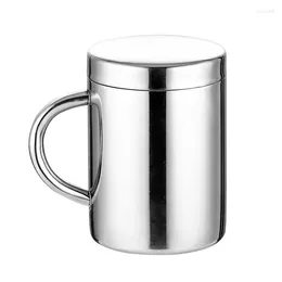 Mugs High Quality Stainless Steel Coffee Mug Easy Grip With Lid Bar Double Wall Drinking Milk Office Large Capacity Thermal Insulated