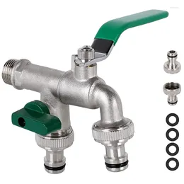 Kitchen Faucets 1/2 Inch Double Outlet Tap Rust And Frost Protection High Quality Brass Faucet With Connexion Hose Nozzle