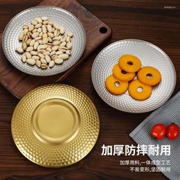 Plates Vintage Stainless Steel Japanese Style Disc Creative Fruit Dessert Tray Outdoor Camping 304 Diamond Pattern Hammer Plate