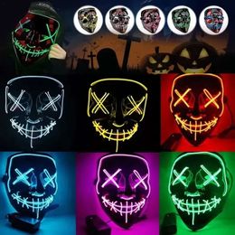 Mask Funny Halloween Up LED -lampa Purge Election Year Great Festival Cosplay Costume Supplies Party Masks S