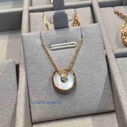 Designer Croitrres nacklace simple set pendant High Quality V-Gold Amulet Necklace with White Fritillaria Red Agate Thick Plated 18k Rose Gold Lock Bone Chain