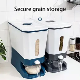 Storage Bottles Grain Sealed Jar Kitchen Container Measuring Moistureproof Pressing Automatic Cereal Dispenser Rice Bucket Insect Proof Seal