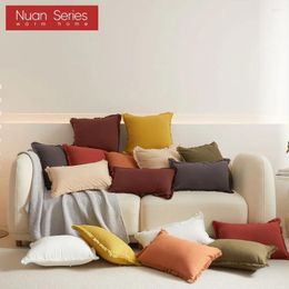 Pillow 1PC Various Size Washed Cotton Cover Solid Color Living Room Sofa Pillowcase For Home Decor Nuan Series