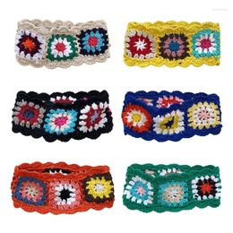 Party Supplies Crochet Colourful Bandana Knitted Hair Kerchief Tie Back For Head Wrap Colour Matching Pastoral Turban Girls Po Dropship