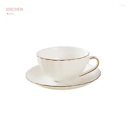 Cups Saucers Bone Ceramic Coffee Cup Small White British Afternoon Tea Set Couple Gift Western Restaurant Decoration A Mug Dish Drinkware