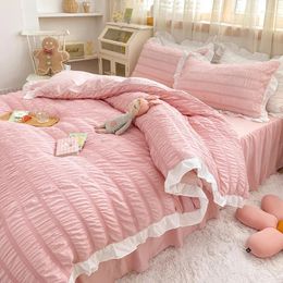 Bedding Sets Korean Style Princess Summer Quilt Cool Chiffon Seersucker Air-conditioned 2024 Bed Sheet Blanket Comforter