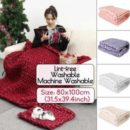 Blankets 80x100cm Cotton Hand Knitting Blanket Soft Handmade Knitted Lint-free Machine Washable Throw Chunky