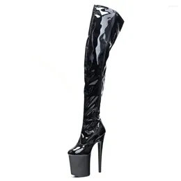 Boots Sexy Brand Over The Knee 8' Super High Heel Platform Solid PU Leather Zip Women Dancer Show Cosplay Party