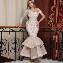 Saudi Arabia Mermaid Evening Dresses Lace One Shoulder Long Sleeves Prom Dresses Middle East Sexy Formal Party Gowns 2945