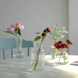 Vases Nordic Glass Flower Vase Transparent Bottle Pot Hydroponic Plants Container Desktop Ornaments Home Room Decor