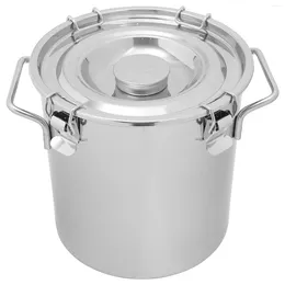 Storage Bottles Stainless Steel Sealed Bucket Milk Flour Canister Food Container Kitchen Lid Portable Binaural Jugs Small