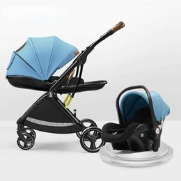 Strollers# 3in1 Baby stroller can sit lie down lightweight foldable with car seat high landscape detachable carrying basket H240514