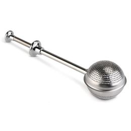 Tea Infuser Stainless Steel Teapot Tea Strainer Ball Shape Push Style Tea Infuser Mesh Philtre Reusable Metal Tool Accessories2501722