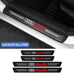 Car Stickers Car Styling Threshold Strip Carbon Fibre Sticker Door Sill Protector Accessories For Audi A3 A4 B8 8P A6 C7 A5 Q5 B7 B6 A7 Q3 T240513