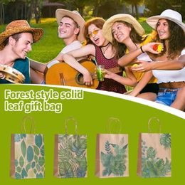 Gift Wrap Kraft Paper Forest Green Leaf Bag With Handle Birthday Party Supplies Cartoon Wedding Packaging Shopping Favour P1X3