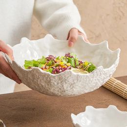 Plates White Ceramic Tableware Fruit Salad Bowl Home-used High-quality El Restaurant Creative Irregular Plate Sashimi