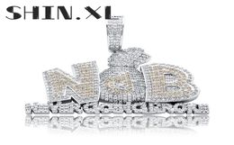 18K Gold Plated Dollar Money Bag Hip Hop Personality Pendant Iced Out Full of Zircon Necklace Pendant for Men8262156