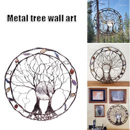 Decorative Figurines Circle Of Life Metal Tree Wall Art Round Hallow Hanging Ornament Simple Iron Craft Home Outdoor Decor 25x25cm