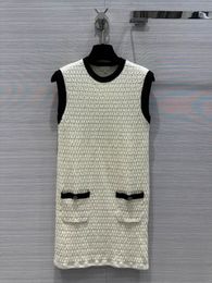 Straight tube minimalist sweater sleeveless dress Runway 2024 New Summer Autumn O Neck Fashion Designer Dresses Brand Same Style Dress 0514-6