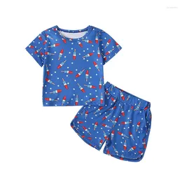 Clothing Sets 4th Fourth Of July Toddler Baby Boy Outfit Red White And Blue Short Sleeve T-shirt Shorts Usa Clothes
