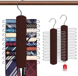 Hangers 2 Pack 360 Degree Swivel Space Saving Tie Rack Premium Wooden Necktie Organizer Storage Ties Holder For Men Hanging 40