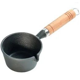 Pans Mini Oil Pan Baby Portable Heater Cast Iron Skillets Wooden Kitchen Small Stockpot