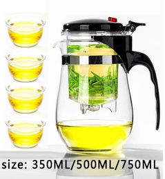 High quality Heat Resistant Glass Teapot Chinese kung fu Tea Set Puer Kettle Coffee Glass Maker Convenient Office Tea Pot3918028