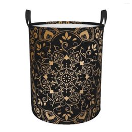 Laundry Bags Luxury Gold Vintage Mandala Design Dirty Basket Waterproof Home Organiser Clothing Kids Toy Storage