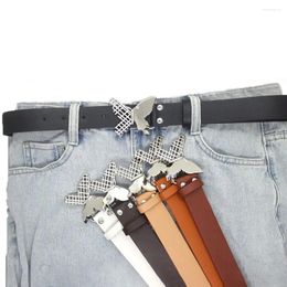 Belts Ins Metal Buckle Butterfly PU Leather Wide Side Hollow Korean Waistbands Women Waist Men Dress Decoration