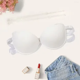 Bras Beauwear Push Up Half Cup Bra With Transparent Silicone Shoulder Strap Beauty Back Strapless Party XS S M L XL-B16