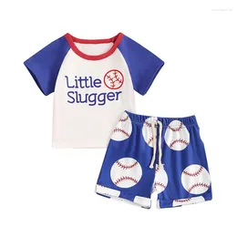 Clothing Sets Summer Toddler Baby Boys Shorts Set Short Sleeve Letters Print T-shirt Baseball Outfit